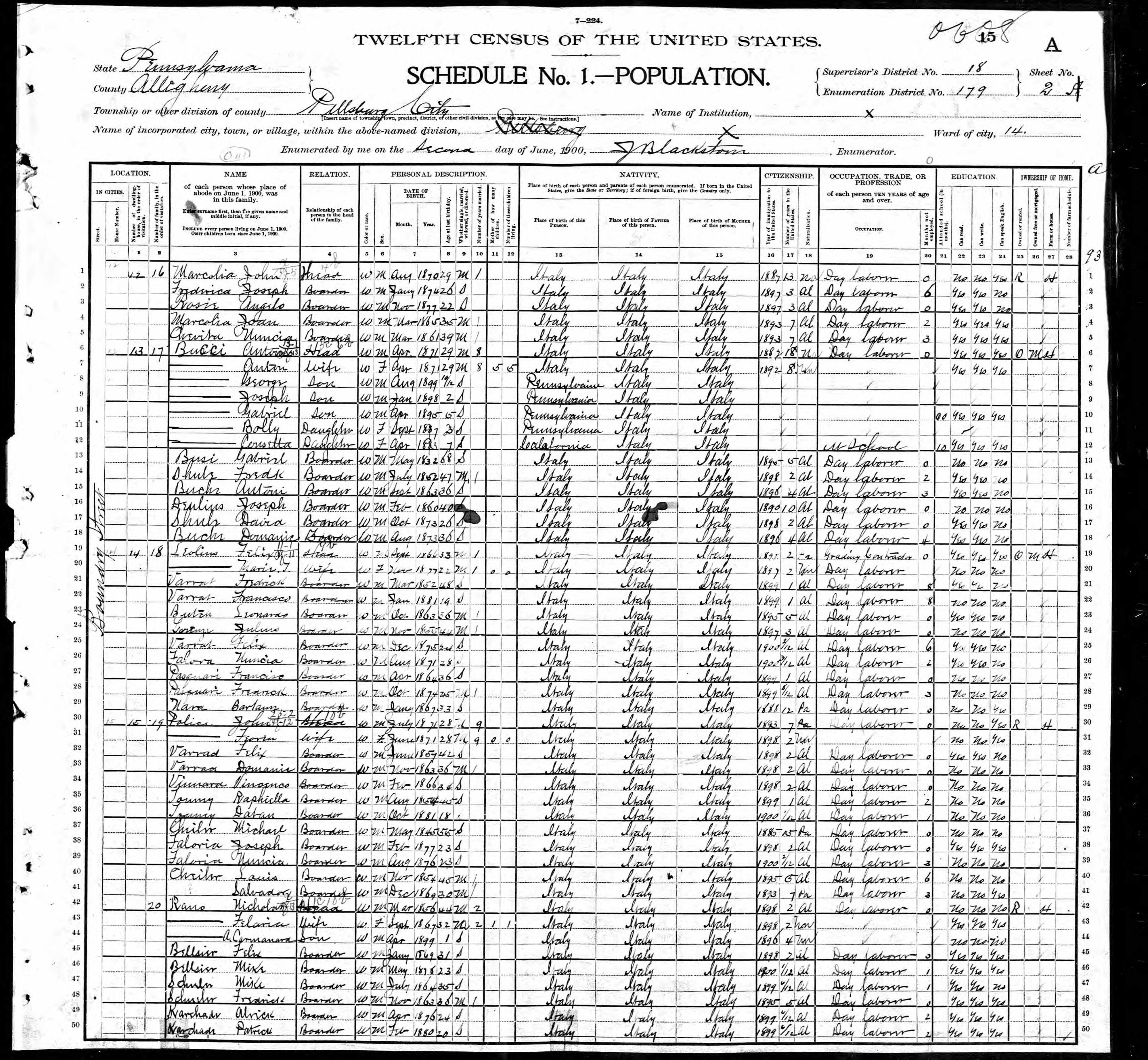 1900 Census Page 1